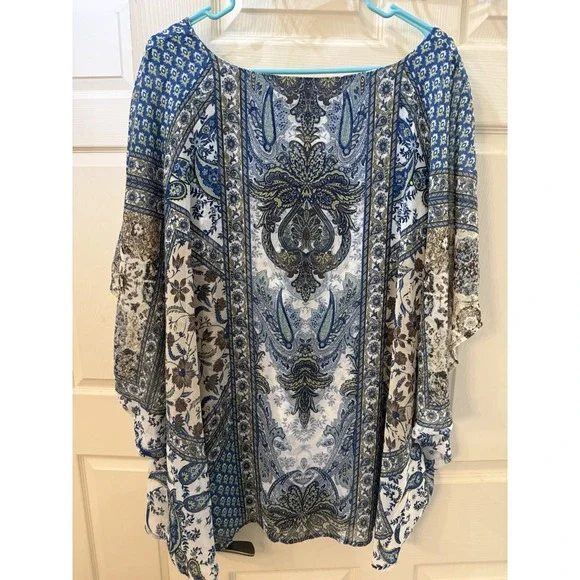 Cactus + Pearl LINED Tunic CAFTAN STYLE Top Blouse ATTACHED TANK Beads XXXL Plus - Picture 5 of 13